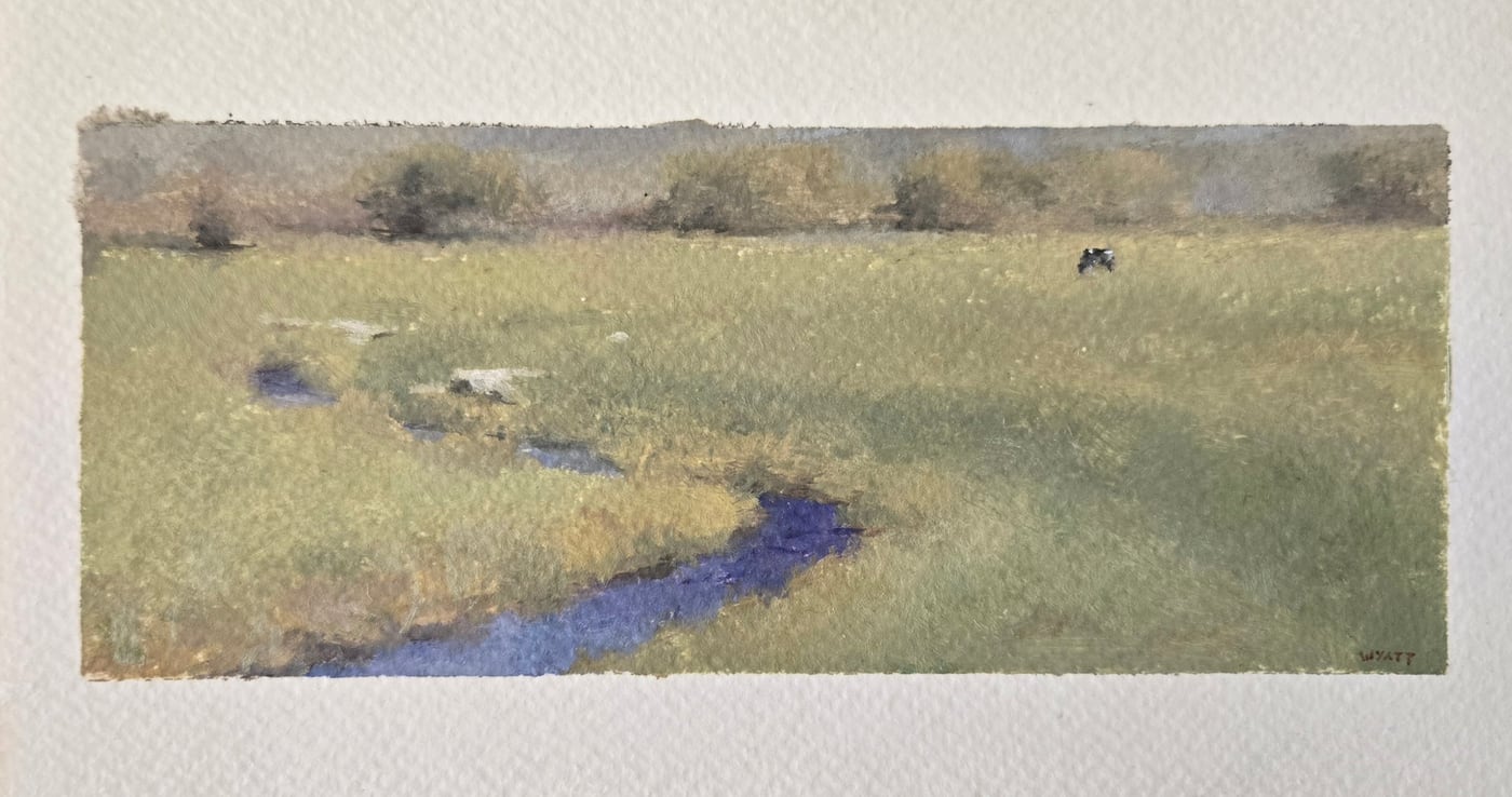 "Lone Graze" by Wyatt Rooney, Oil on Sized Paper